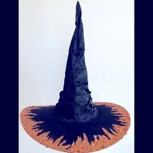 witch hat Black leaf crown glimmering orange tone brim top/under 18\